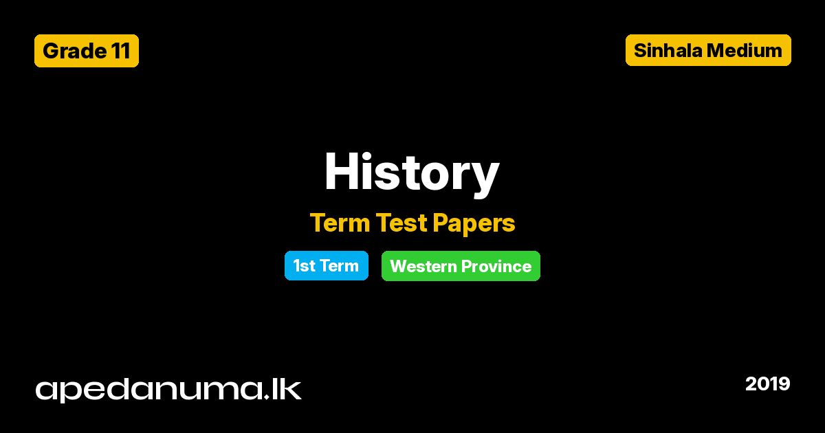 Grade 11 History 1st Term End Evaluation Paper 2019 Sinhala Medium