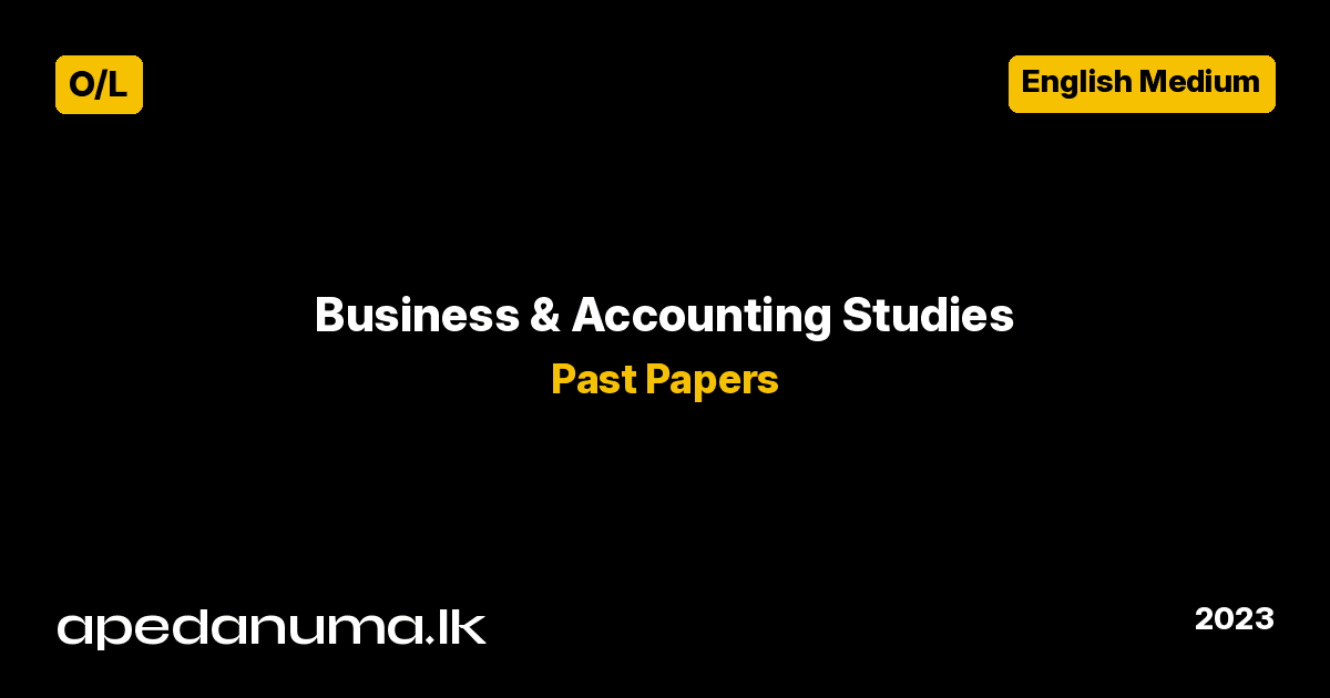 GCE O/L Business and Accounting Studies Paper I - 2023 (English Medium)