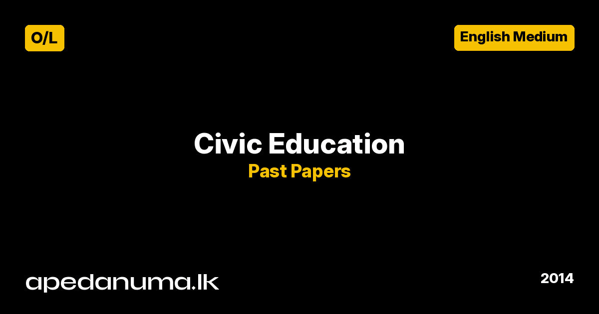 GCE O/L Citizenship Education & Governance Past Paper - December 2014 - English Medium