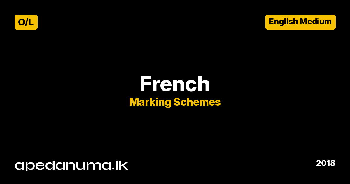 GCE O/L French Marking Scheme - 2018 - Department of Examinations Sri Lanka