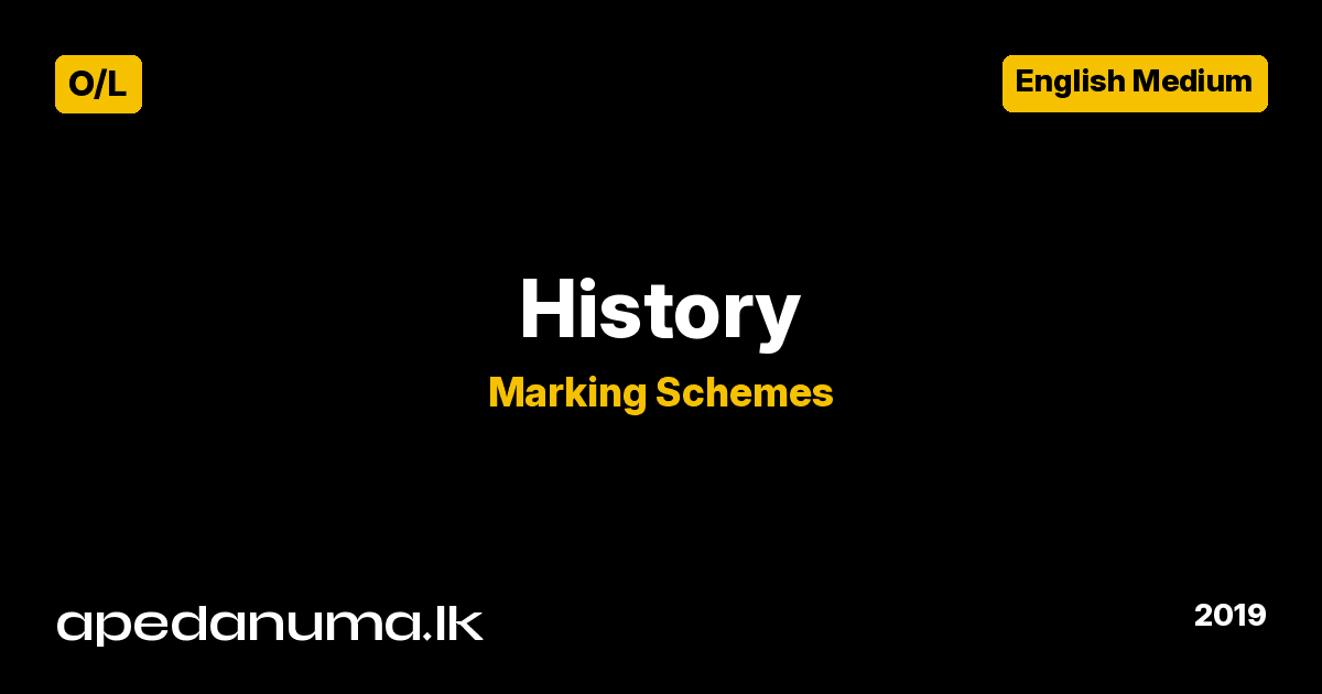 GCE O/L History Marking Scheme 2019 - English Medium - Department of Examinations Sri Lanka