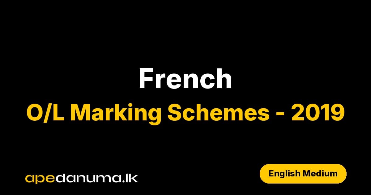 GCE O/L French Marking Scheme 2019 - Department of Examinations Sri Lanka